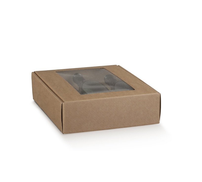 20pz Scatola Confezione Cantinetta per 3 Bottiglie in Cartoncino con Finestra 34x28x9 cm