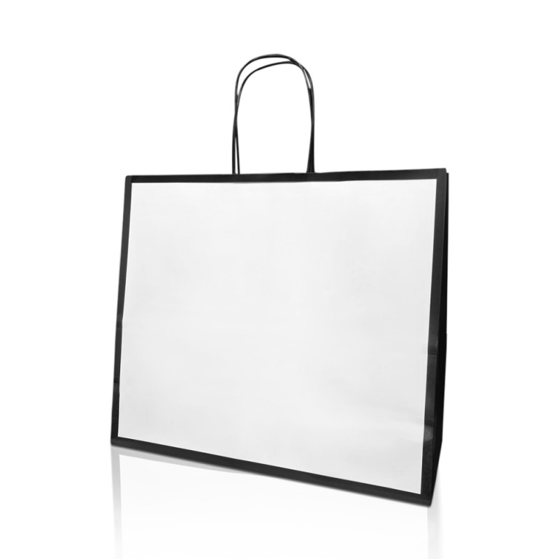 Shopper in carta kraft Elegance Nero manico Ritorto