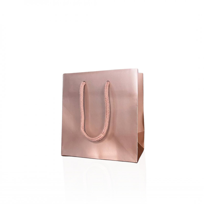 200pz Shopper in Carta Lusso Manuale Pink Metal 14+8x15cm